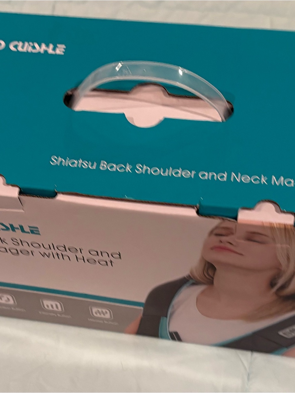 cushe Teal and White Shiatsu Back, Shoulder & Neck Massager